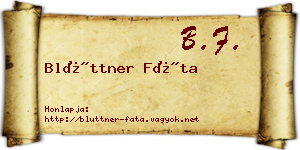 Blüttner Fáta névjegykártya